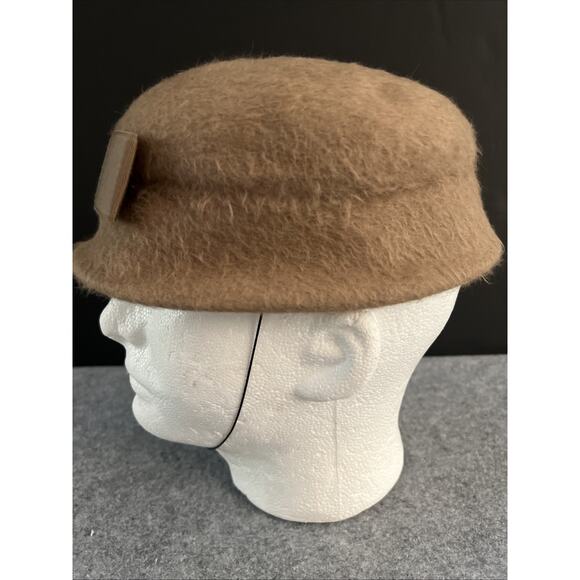 Betmar Vintage Brown Velour Felt Hat Pillbox Beret Bow‎ Made in Italy - Picture 4 of 11